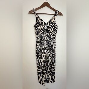 Diane Von Furstenberg Black and Cream Midi Dress
